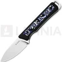 Kizer Cutlery Couteau Whiskey Jack AEB-L, Black/Blue/White Vortex Micarta, Satin