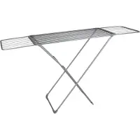 Relaxdays , étendoir à linge extensible et pliable, en métal, longueur de séchage de 18 mètres, séchoir de sol, dimensions (H x L x P) : 96 x 108-177 x 55 cm, couleur : gris
