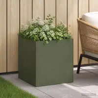Prolenta Maison Exclusive - Jardinière verte olive, 35 x 35 x 35 cm, en acier laminé à froid