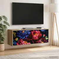 Prolenta Meuble TV mural exclusif - Modèle KIEL, dimensions 102 x 33 x 40 cm, finition chêne Sonoma
