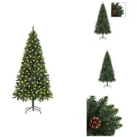 vidaXL Arbre de Noël artificiel avec éclairage et décorations, vert, 210 cm - Arbres de Noël