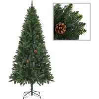 vidaXL Sapin de Noël artificiel avec éclairage & boules Vert 210 cm - Sapins de Noël