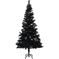 vidaXL Sapin de Noël artificiel éclairage & boules noir 210 cm - Sapins de Noël