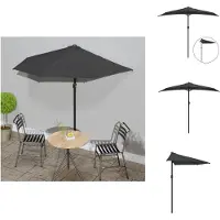 vidaXL Parasol de balcon avec mât en aluminium anthracite, 270x144 cm, forme demi-lune - Parasols et protections solaires