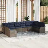 Prolenta Maison Exclusive - Ensemble de canapés 10 pièces, couleur grise, en polyester