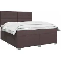 vidaXL Lit boxspring avec matelas Marron foncé 140 x 190 cm Tissu