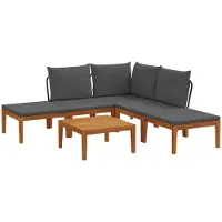 vidaXL , 6 pièces, bois d'acacia massif et corde, style naturel