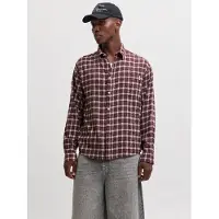Jack & Jones Chemise 'JORFREDERIKSBERG' brun foncé / rouge carmin / blanc