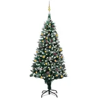 The Living Store Arbre de Noël artificiel avec éclairage Boules Cônes 240 cm
