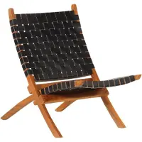 vidaXL Chaise Relax Pliable Noir Cuir véritable