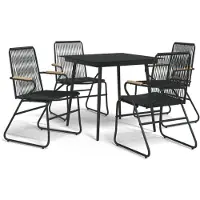vidaXL Ensemble de jardin 5 pièces noir rotin PVC
