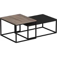In And OutdoorMatch Table basse Bettye - Lot de 2 - chêne et noir - panneau de particules et métal - design élégant