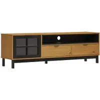 vidaXL Armoire TV avec porte en verre FLAM 158x40x50 cm Pin massif