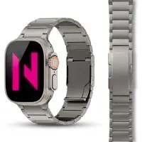 Nalia Bracelet Argon en titane pour Apple Watch SE/10/9/8/7/6/5/4/3/2/1, bracelet de remplacement en métal avec boucle déployante, 38/40/41/42 mm - Titane naturel