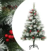 Prolenta Maison Exclusive - Sapin de Noël artificiel pliable, avec décorations de pommes de pin et de baies, 120 cm