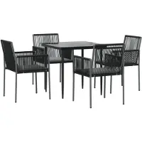 vidaXL Ensemble de jardin 5 pièces avec coussins Noir Poly Rattan & Acier