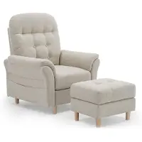COMHOMA Fauteuil de relaxation Fauteuil TV avec dossier réglable 4 vitesses jusqu'à 160°, coussin à ressorts avec pouf Fauteuil de relaxation unique Salon Beige