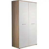 Meublorama Armoire chambre d'enfant design coloris chêne et blanc avec 2 portes battantes collection DENVER.