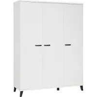 Meublorama Armoire enfant 3 portes DANAÉ – Blanc mat – Grand rangement au style épuré