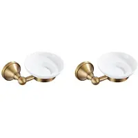 TAUOH 2X Porte-Savon Antique Porte-Savon de Salle de Bain en Bronze Brossé avec Porte-Savon en CéRamique pour Toilettes de Salle de Bain