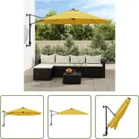 The Living Store Le parasol de jardin Wand-Sonnenschirm, couleur jaune, 290 cm