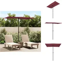 vidaXL Parasol avec mât en aluminium 180 x 110 cm rouge bordeaux - Parasols & ombrelles