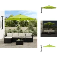 vidaXL Parasol mural avec LED, vert pomme, 290 cm - Parasols et protections solaires