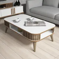 Dmora Table Basse Médicine - 105x60x35h cm Blanc, avec Pieds