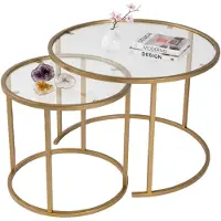 Dmora Simaxis - Table Basse, 60x60x43h cm or, Modulable