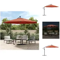 vidaXL Parasol de jardin avec éclairage LED, couleur terracotta, diamètre 350 cm - Parasols et protections solaires