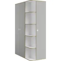 Meublorama Armoire enfant ELYO – 3 portes + bibliothèque en façade – Gris & chêne