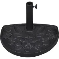 OEM Parasol demi-rond - 9 kg - Résine et acier - Noir - Pour balcon et fixation murale - Avec adaptateurs 38/48 mm - Résistant au vent