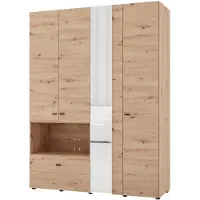 Dmora Omete - Grande garde-robe, 155x208h cm Chêne brun Noeuds, 4 étagères