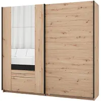 Dmora Lalibe - Armoire 2 Portes, 220x205h cm Chêne Marron Nœuds, 2 Étagères