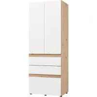 Dmora Venas - Armoire 2 Portes, 79x208h cm Blanc Mat, Porte-manteaux