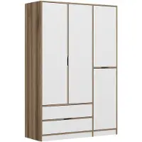 Dmora Serle - Grande Armoire, 140x208h cm Blanc, 2 Tiroirs