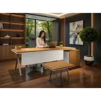 Xl Moebel Gmbh Ensemble de bureau moderne comprenant un bureau et une table basse en bois