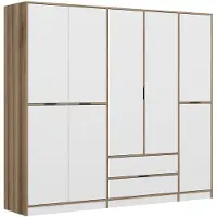 Dmora Sarcedo - Grande Armoire, 232x208h cm Blanc, 2 Tiroirs