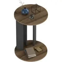 Dmora Penango - Table basse, 34x34x64h cm, Noyer brun, Forme ronde