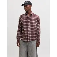 Jack & Jones Chemise 'JORFREDERIKSBERG' brun foncé / rouge carmin / blanc