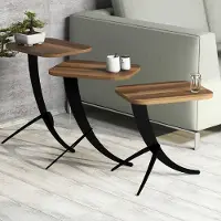 Dmora Cetara - Table basse, 35x60x45h cm Noyer brun, set de 3 pièces