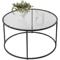 Dmora Moena - Table basse, 80x80x43h cm Noir, Forme Ronde