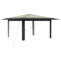 Syfax Pavillon sans parois latérales, dimensions 4 x 4 mètres, couleur crème et anthracite