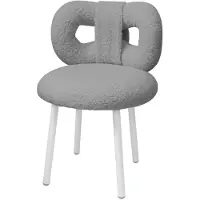 Supfine Ensemble de chaises de salle à manger, fauteuil rembourré en tissu "Teddystoff" avec dossier à volants, chaise de maquillage, chaise de cuisine, design moderne, idéal pour le salon ou la chambre
