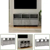 The Living Store Armoire TV gris béton 102x37,5x52,5 cm Matériau dérivé du bois