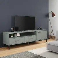 Prolenta Maison Exclusive - Meuble TV OSLO avec pieds métalliques, gris, en pin massif