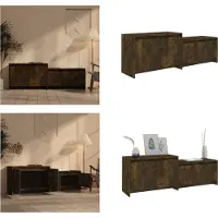 vidaXL Meuble TV en bois imitation chêne fumé, 146,5 x 35 x 50 cm - Meuble TV - Meubles TV - Meuble bas - Meuble stéréo