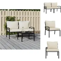 vidaXL Chaises de jardin avec coussins couleur sable 2 pcs 62x75x79 cm acier - éléments de canapé de jardin