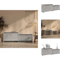 vidaXL Meuble TV gris béton, 146,5 x 35 x 50 cm, panneaux de particules - Meuble TV