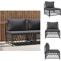 vidaXL Canapé de jardin central avec coussins, couleur anthracite, revêtement en tissu - Éléments de canapé de jardin